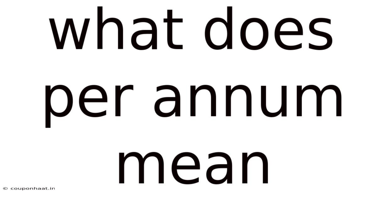 What Does Per Annum Mean