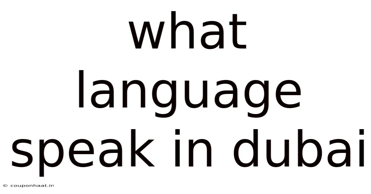 What Language Speak In Dubai