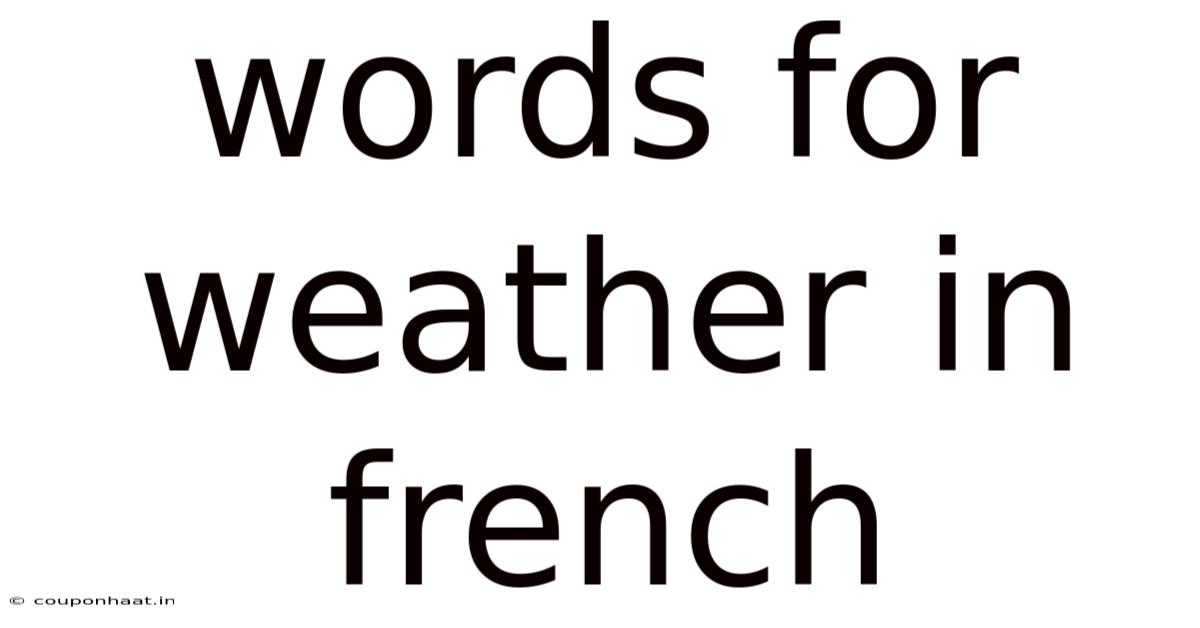 Words For Weather In French