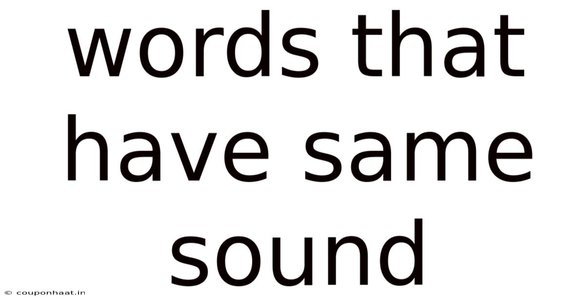 Words That Have Same Sound