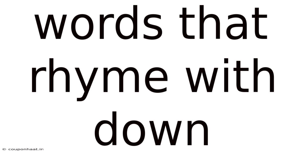 Words That Rhyme With Down