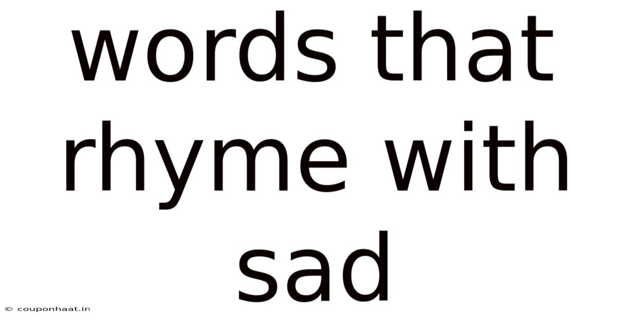 Words That Rhyme With Sad