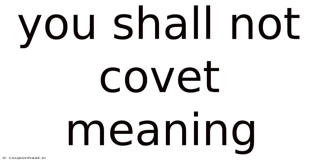 You Shall Not Covet Meaning