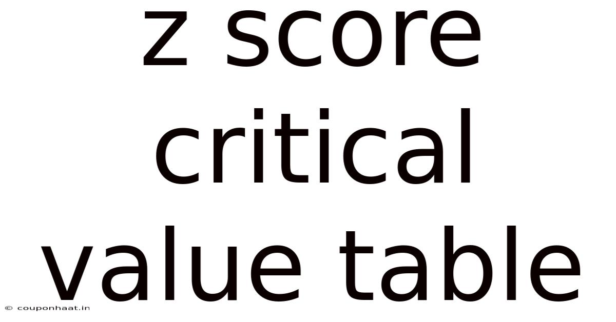 Z Score Critical Value Table